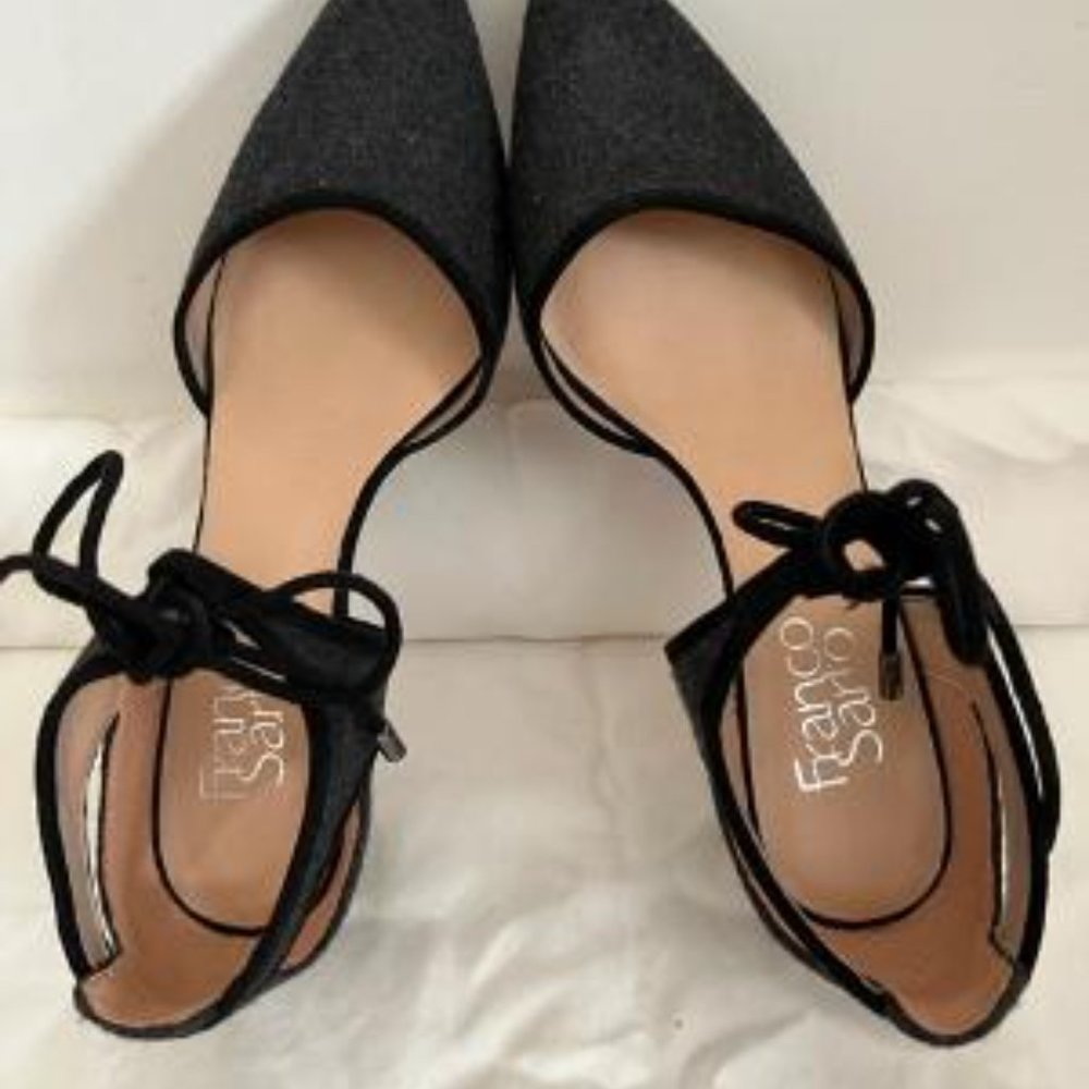 Charcoal grey wool pumps with tie 6.5M like new - Picture 5 of 5